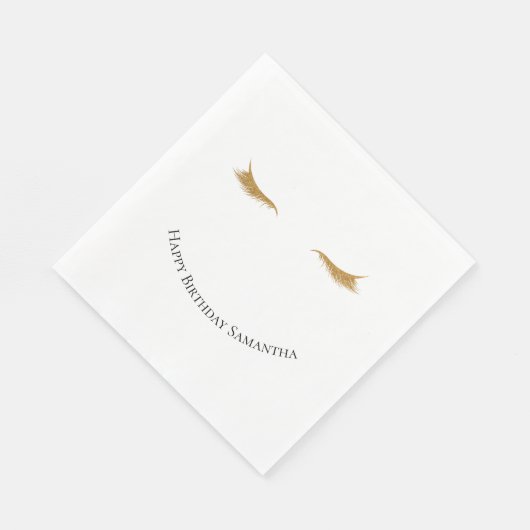 Girly Gold Glam Glitzer Eyelashes Serviette (Ecke)