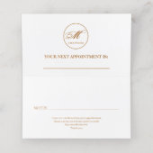 Girly Gold Glittery Luxury Monogram Beauty Salon Terminkarte (Innenseite Aufgefaltet)