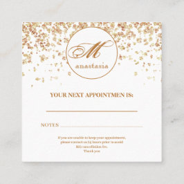 Girly Gold Glittery Luxury Monogram Beauty Salon Terminkarte
