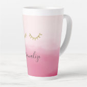 Girly Gold Glitz Eyelashes Pink Ombre Milchtasse (Rechte Ecke)