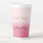 Girly Gold Glitz Eyelashes Pink Ombre Milchtasse (Vorderseite)