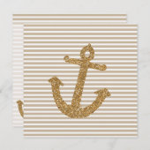 Girly Gold Glitzer Anchor Einladung (Vorne/Hinten)