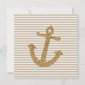 Girly Gold Glitzer Anchor Einladung (Vorderseite)