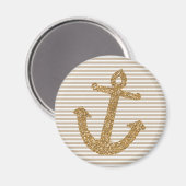 Girly Gold Glitzer Anchor Magnet (Vorderseite/Rückseite)