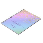 Girly Gold Glitzer Confetti Personalisiert Rainbow Notizblock (Linke Seite)