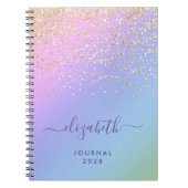 Girly Gold Glitzer Confetti Personalisiert Rainbow Notizblock (Vorderseite)