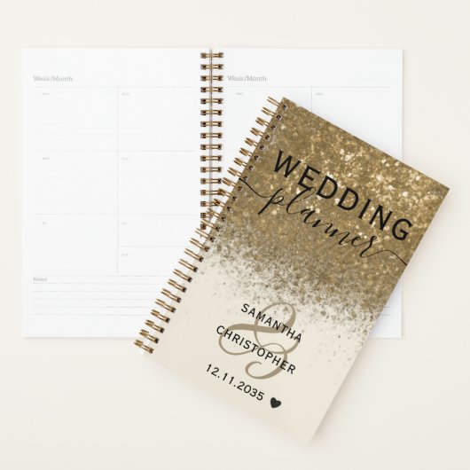 Girly Gold Glitzer Hochzeitsplaner Planer (Anzeige)