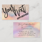 Girly Gold Glitzer Iridescent Holographic Ombre Terminkarte (Vorne/Hinten)