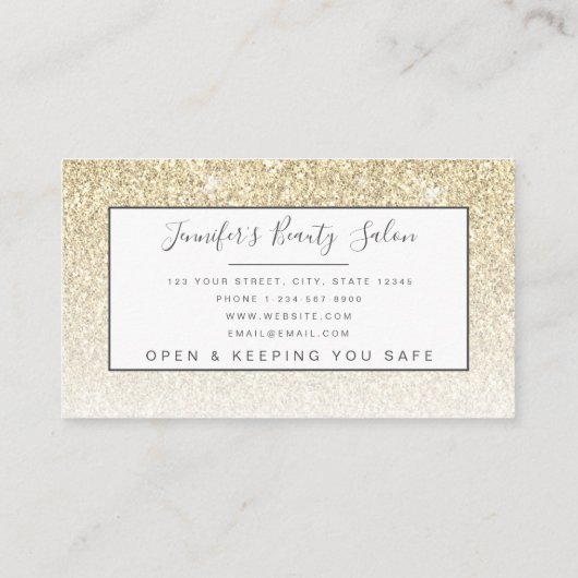Girly Gold Glitzer Lashes Salon Visitenkarte (Rückseite)