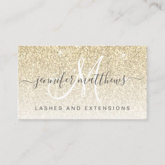 Girly Gold Glitzer Lashes Salon Visitenkarte (Vorderseite)