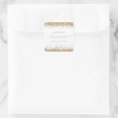 Girly Gold Glitzer Name Quinceañera Vielen Dank Quadratischer Aufkleber (Tasche)