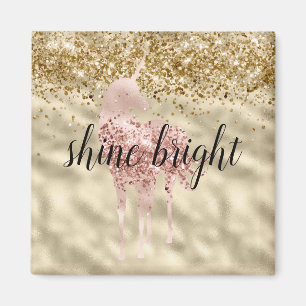 Girly Gold Glitzer Sparkle Confetti Rosa Magnet