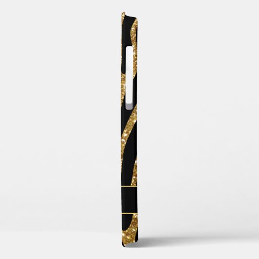 Girly Gold Glitzer Tiger Stripname Case-Mate iPhone Hülle (Rückseite / Links)