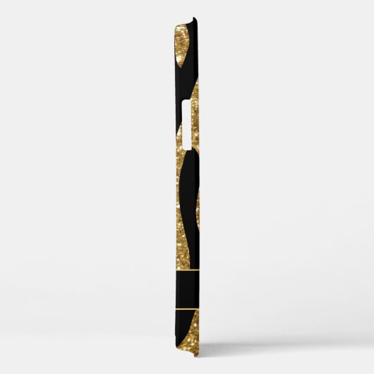 Girly Gold Glitzer Tiger Stripname Case-Mate iPhone Hülle (Rückseite / Rechts)