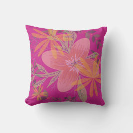 Girly Gold Leaf Fuchsia Blume Kissen
