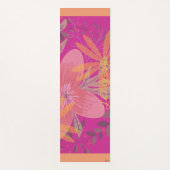 Girly Gold Leaf Fuchsia Blume Muster Yogamatte (Vorderseite)