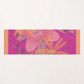 Girly Gold Leaf Fuchsia Blume Muster Yogamatte (Vorderseite (Horizontal))
