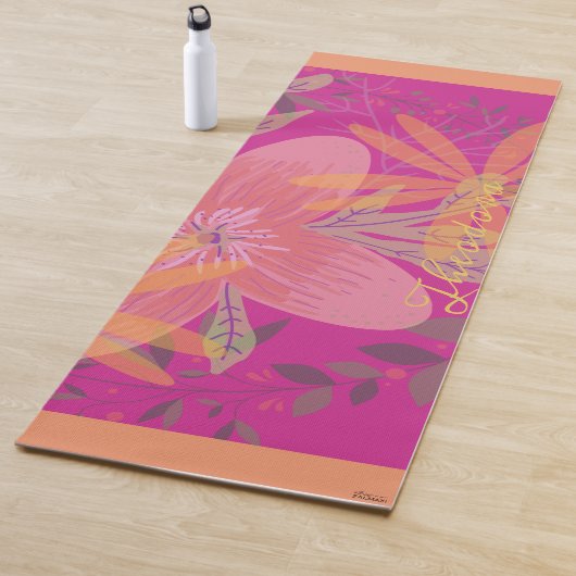 Girly Gold Leaf Fuchsia Blume Muster Yogamatte (Beispiel)