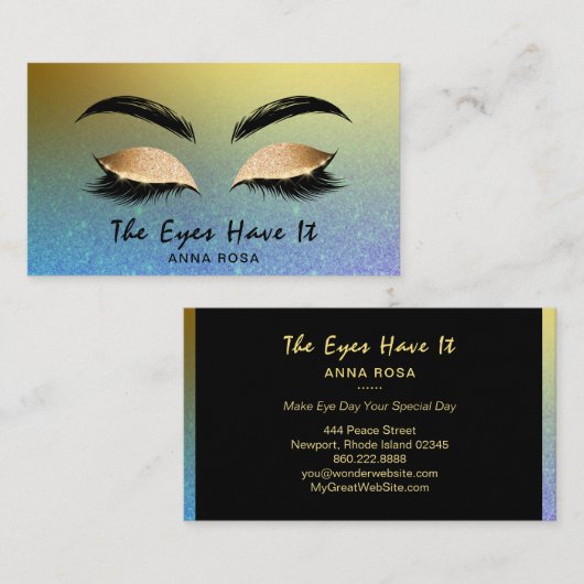 *~* Girly Gold LILA BLAU Lashes Visitenkarte (Vorne/Hinten)