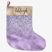 Girly Gold Lila Glitzy Glitzer Sparkone Großer Weihnachtsstrumpf (Vorderseite)