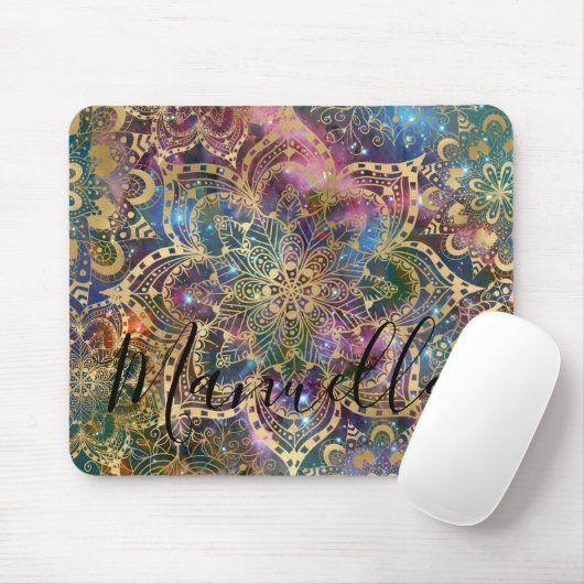 Girly Gold Mandala Galaxy Individuelle Name Monogr Mousepad (Mit Mouse)