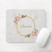 Girly Gold Marmor Rosa Individuelle Name Mousepad (Mit Mouse)