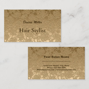 Girly Gold Moderne Blumenhaar Stylist Metallic Visitenkarte