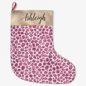 Girly Gold Pink Glitz Leopard Print Großer Weihnachtsstrumpf (Vorderseite)