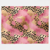 Girly Gold Pink Leopard Fleecedecke (Vorderseite (Horizontal))