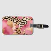 Girly Gold Pink Leopard Gepäckanhänger (Vorderseite (Horizontal))