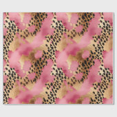 Girly Gold Pink Leopard Geschenkpapier (Flach)