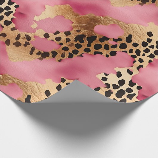 Girly Gold Pink Leopard Geschenkpapier (Ecke)