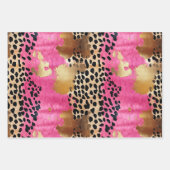 Girly Gold Pink Leopard Geschenkpapier Set (Vorderseite 3)