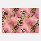 Girly Gold Pink Leopard Geschenkpapier Set (Vorderseite)