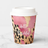 Girly Gold Pink Leopard Pappbecher (Vorderseite)