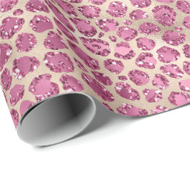 Girly Gold Pink Leopard Print Glitz Geschenkpapier