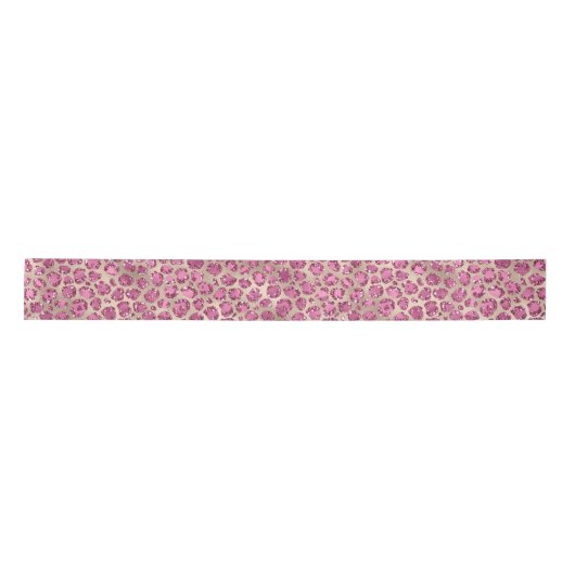 Girly Gold Pink Leopard Print Glitz Satinband (Vorderseite)