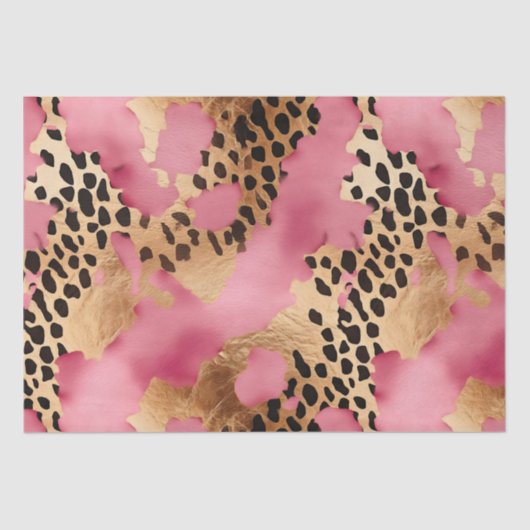 Girly Gold Pink Leopard Seidenpapier (Vorderseite)