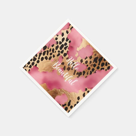 Girly Gold Pink Leopard Serviette (Ecke)