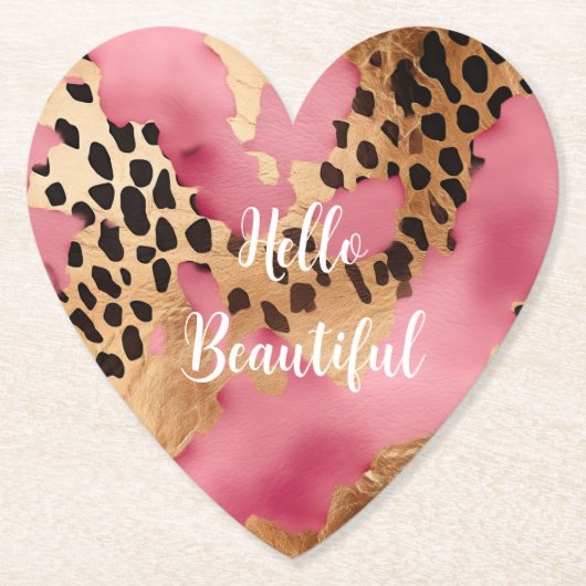 Girly Gold Pink Leopard Untersetzer (Vorderseite)