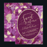 Girly Gold Plum Lilac Akrylpinsel Sweet 16 Einladung<br><div class="desc">Diese elegante, mädchenhafte, künstlerische und schicke 16 . Geburtstag-Geburtstagsfeier ist perfekt für das trendige und stilvolle junge Teenager-Mädchen. Es zeigt Imitate bedruckte Goldfolien-Stücke auf einem handgemalten Pflaumen, Lila und abstraktem Acrylgemälde mit goldgelbem ovalem Rahmen. Es ist ein glamouröses, einzigartiges, luxuriöses und modernes Design für Ihren besonderen Tag! ***WICHTIGE HINWEIS FÜR...</div>