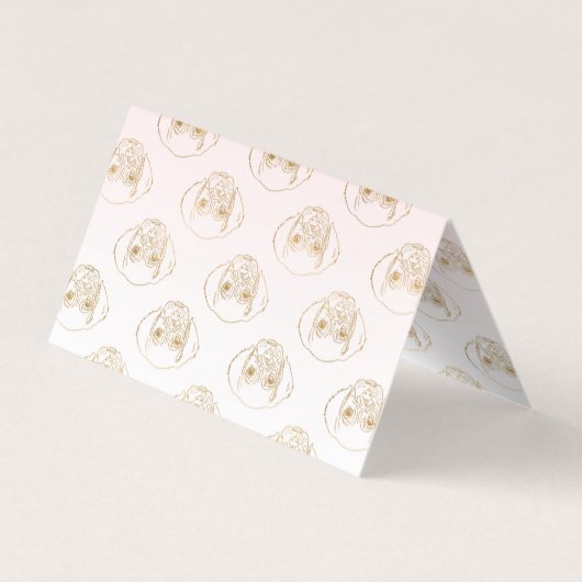 Girly Gold Puppy Dog Weiß rosa Muster Visitenkarten (Rückseite)