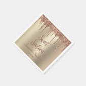 Girly Gold Rose Gold Glitzer Tropfen Sweet 16 Serviette (Ecke)