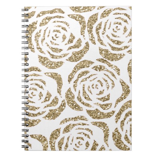 Girly Gold Rose Muster Custom Spiralfolien Notizblock (Vorderseite)