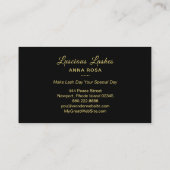 *~* Girly Gold Stars Lashes Extensions Glitzer Visitenkarte (Rückseite)