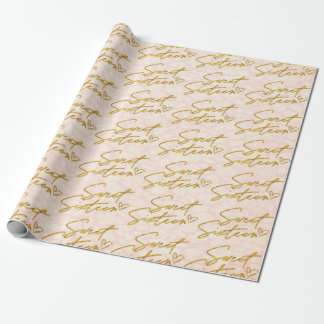 Girly Gold Sweet 16 auf Blush Pink Geschenkpapier
