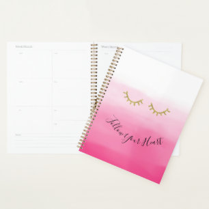 Girly Gold Wimpern pink Ombre Planer