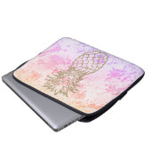 Girly Goldananas-Rosa-Aquarell-Laptop-Hülse Laptopschutzhülle (Vorne Knopf)