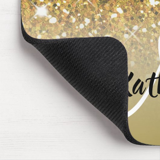 Girly GoldGlitzer-Glitzern-Monogramm-Name Mousepad (Ecke)