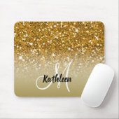 Girly GoldGlitzer-Glitzern-Monogramm-Name Mousepad (Mit Mouse)